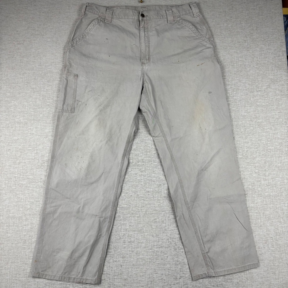 Carhartt B151 TAN Dungaree Fit Work Pants Mens 40x32 Khaki Distressed Canvas